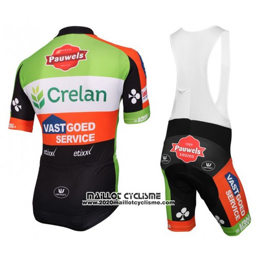 2016 Maillot Ciclismo Crelan AA Rouge et Vert Manches Courtes et Cuissard